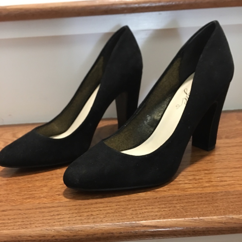 Fergie Black Suede Heels